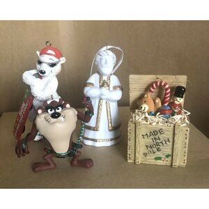 💙 Vintage Christmas Decoration Lot 4 Pieces Hallmark Taz Santa